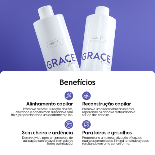 Grace Violet - Semi Definitiva  1000ml - Alisamento Orgânico e Duradouro para Cabelos Loiros e Grisalhos