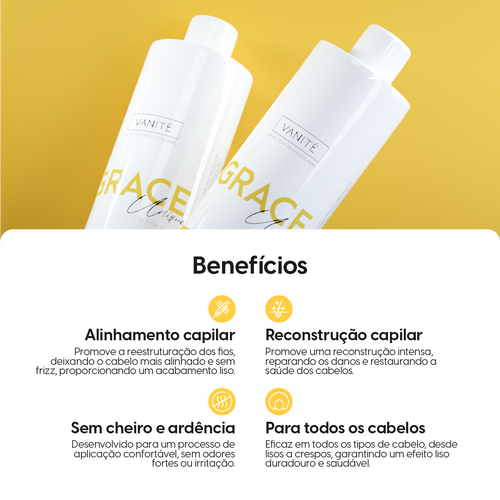 Grace Unique | Straightening Without Odor and Without Burning | For All Hair Types | 1000ml (33.8 fl oz)